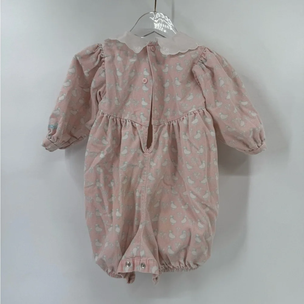 Baby Vintage Oshkosh‎ Light Pink Corduroy Romper Onesie Duck Print size 18M